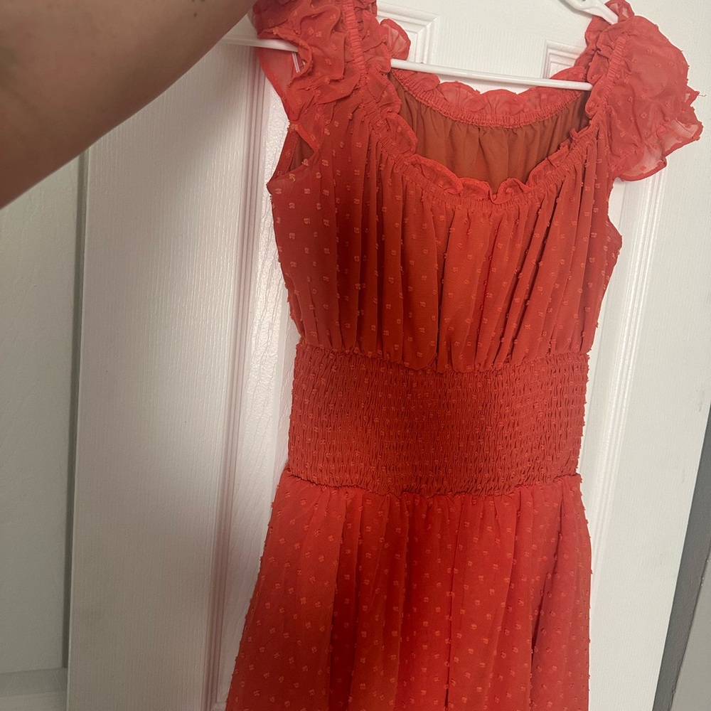 Vibrant Red Ruffled Dress
